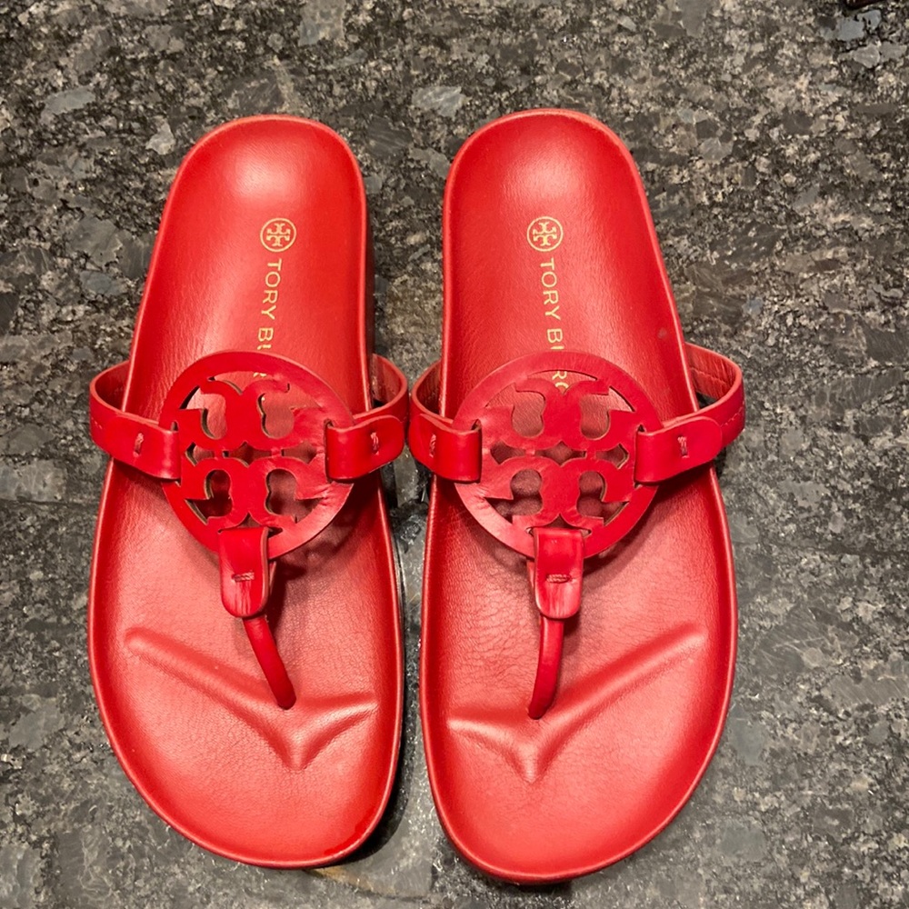Tory Burch Red Ladies Sandals. Size- 8.5, color- Red. Very Excellent condition.